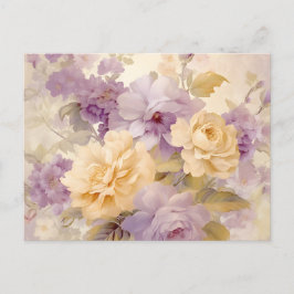 Vintage Pastell Trädgårdsblommor Vykort