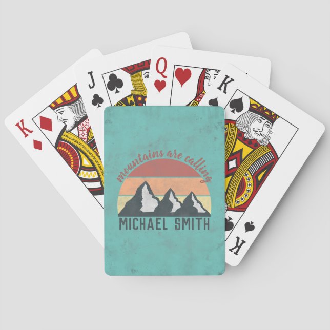 Vintage pastellfärgade berg ropar monogram casinokort (Baksidan)