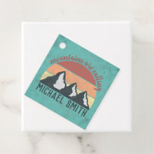 Vintage pastellfärgade berg ropar monogram