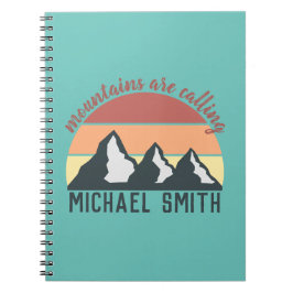 Vintage pastellfärgade berg ropar monogram himmel anteckningsbok