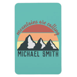 Vintage pastellfärgade berg ropar monogram himmel magnet