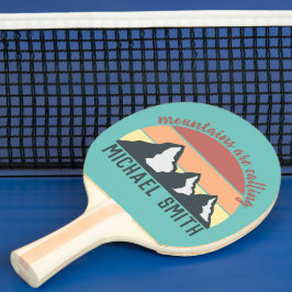 Vintage pastellfärgade berg ropar monogram himmel pingisracket