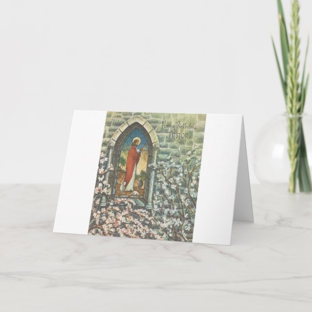 Vintage Pastor Birthday Kort (Framsida)