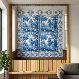 Vintage Pastoral Fransk Toile De Jouy Landsbygd Fo Kakelplatta