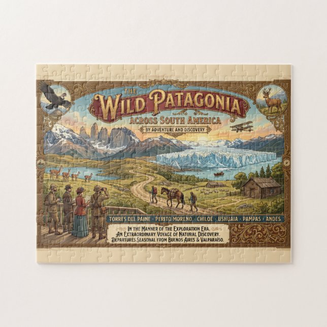 Vintage Patagonia-resposter Utforskningseran Pussel (Horisontell)