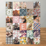 Vintage Patchwork Effect Quilt Mönster Photo Fleecefilt<br><div class="desc">Vintagens lapptäcksfilt med 15 foton som du kan byta till dina egna,  en mängd mönster kvadrater och ord "DREAM" som också kan vara personlig. Observera: Det här är en tryckt fullt som skapar en lappverkseffekt,  plåstren sys inte ihop som en traditionell filt.</div>