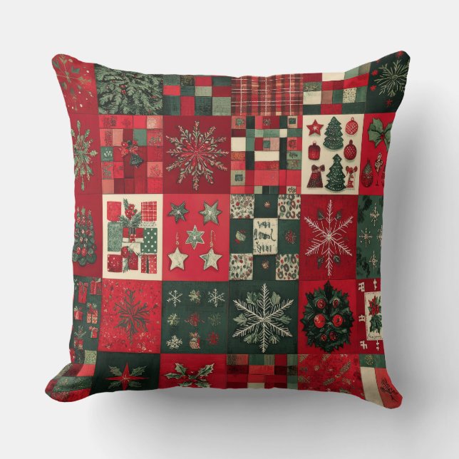 Vintage Patchwork jul Dekorativ kudde (Framsida)