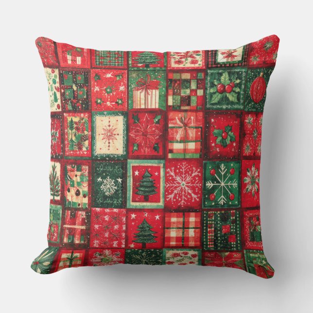 Vintage Patchwork jul Dekorativ kudde (Framsida)