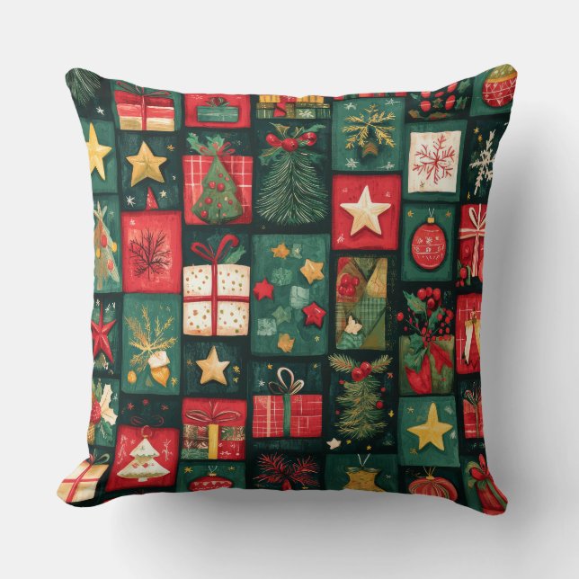 Vintage Patchwork jul Dekorativ kudde (Framsida)
