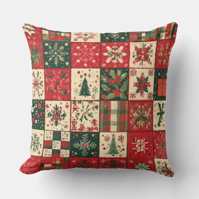 Vintage Patchwork jul Dekorativ kudde (Framsida)