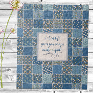 Vintage Patchwork Print Dusty Blues Jigszle Puzzle Pussel