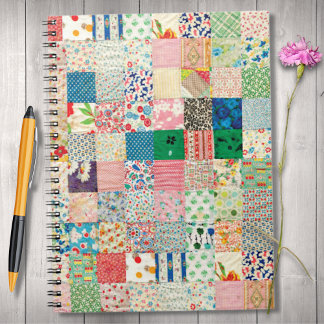 Vintage Patchwork Print Quilt Notebook Anteckningsbok Med Spiral