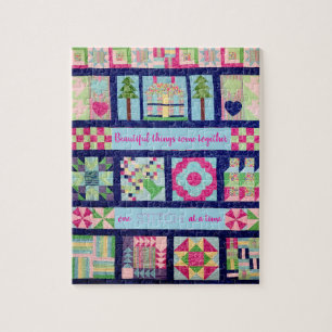 Vintage Patchwork Quilt Inspirational Quote Pussel