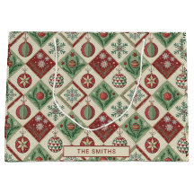 Vintage Patchwork Quilted jul Mönster Anpassningsb