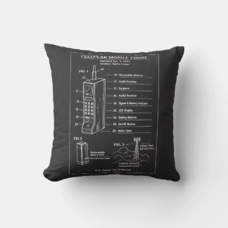 Vintage patent mobiltelefon ritning kudde