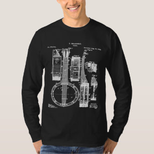 Vintage Patent Music Banjo 1882 Instrument Bluepri T Shirt