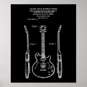 vintage Patentkonst för elgitarrer Poster
