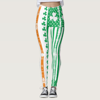 Vintage Patrick Grönt Irish Flagga Shamrock Leggings