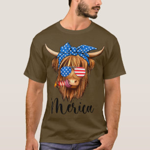Vintage Patriot Cow 4:e juli American Flagga Meri T Shirt