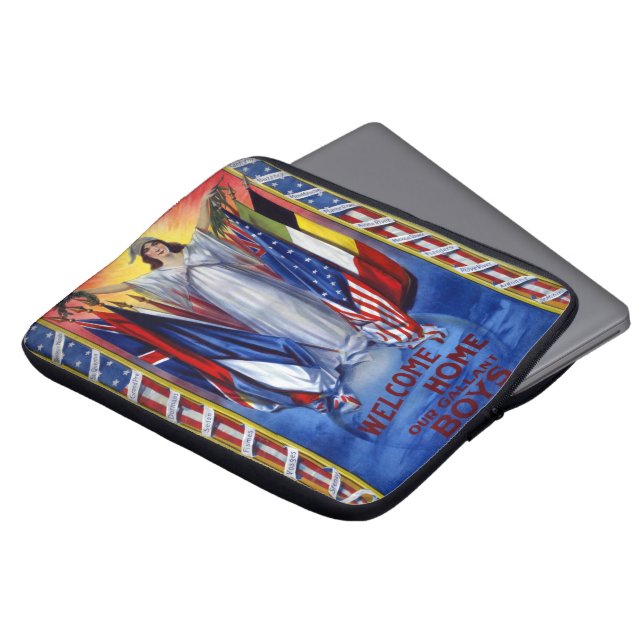 Vintage Patriotic America, Peace Justice Liberty Laptop Fodral (Framsida topp)