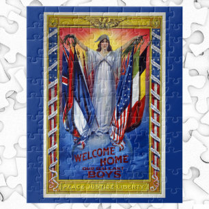 Vintage Patriotic America, Peace Justice Liberty Pussel