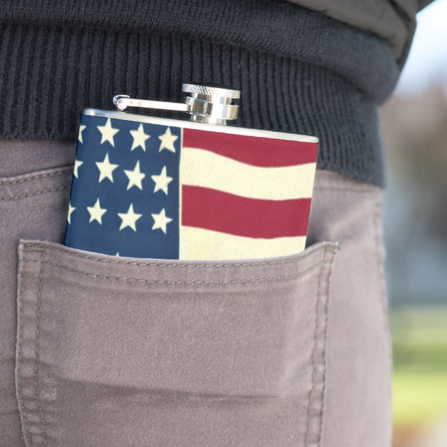 Vintage Patriotic American Flagga, 4 juli Fickplunta (In Situ)