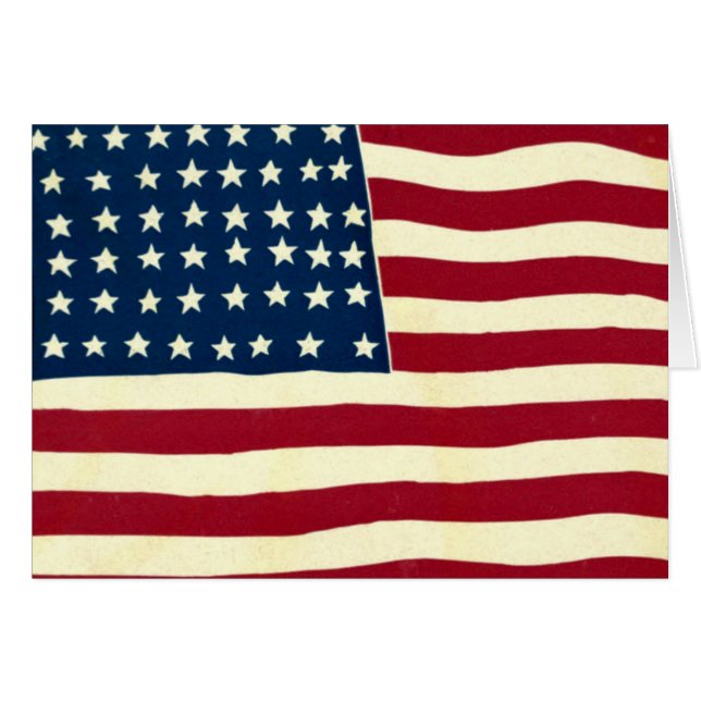 Vintage Patriotic American Flagga, 4 juli Hälsningskort (Framsidan Horizontal)