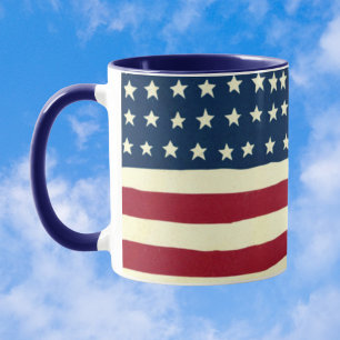 Vintage Patriotic American Flagga, 4 juli Kaffemugg