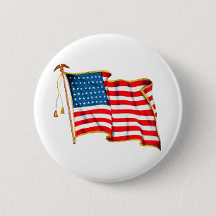 Vintage Patriotic American Flagga, 4 juli Knapp