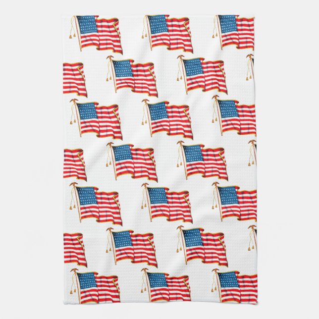 Vintage Patriotic American Flagga, 4 juli Kökshandduk (Vertikal)