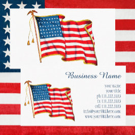 Vintage Patriotic American Flagga, 4 juli Visitkort