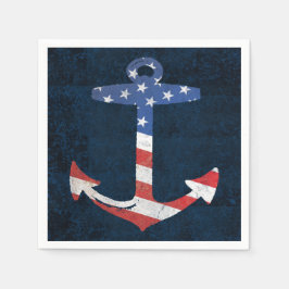 Vintage Patriotic American Flagga Anchor Nautical  Pappersservett