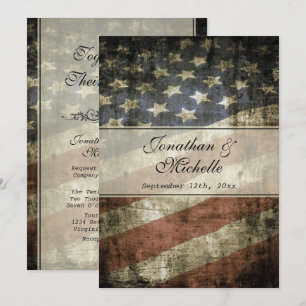 Vintage Patriotic American Flagga Bröllop Inbjudningar