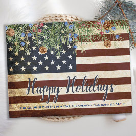 Vintage Patriotic American Flagga Corporate Busine Helg Vykort