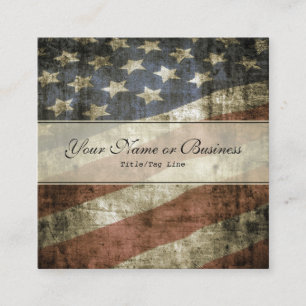 Vintage Patriotic American Flagga Fyrkantigt Visitkort