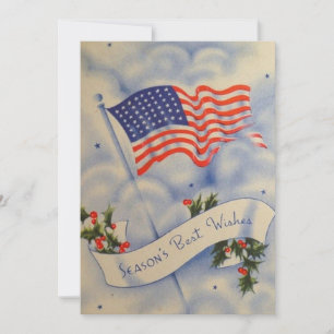 Vintage Patriotic American Flagga-Helgdag Julkort