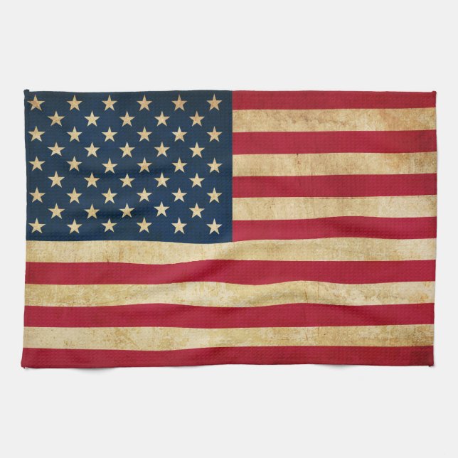 Vintage Patriotic American Flagga Kökshandduk (Horisontell)