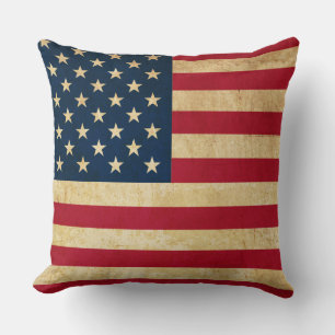 Vintage Patriotic American Flagga Kudde