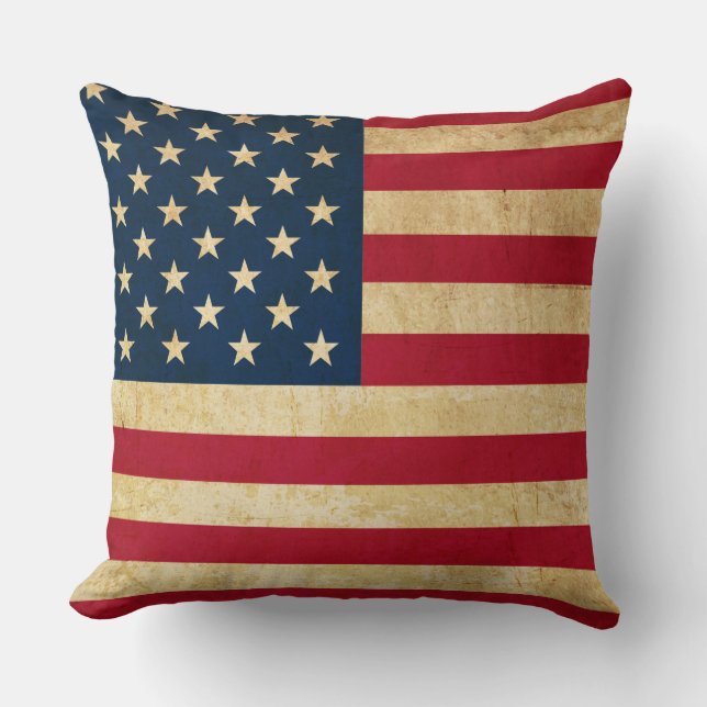 Vintage Patriotic American Flagga Kudde (Framsida)