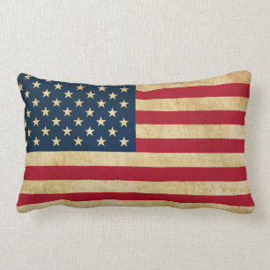 Vintage Patriotic American Flagga Lumbarkudde