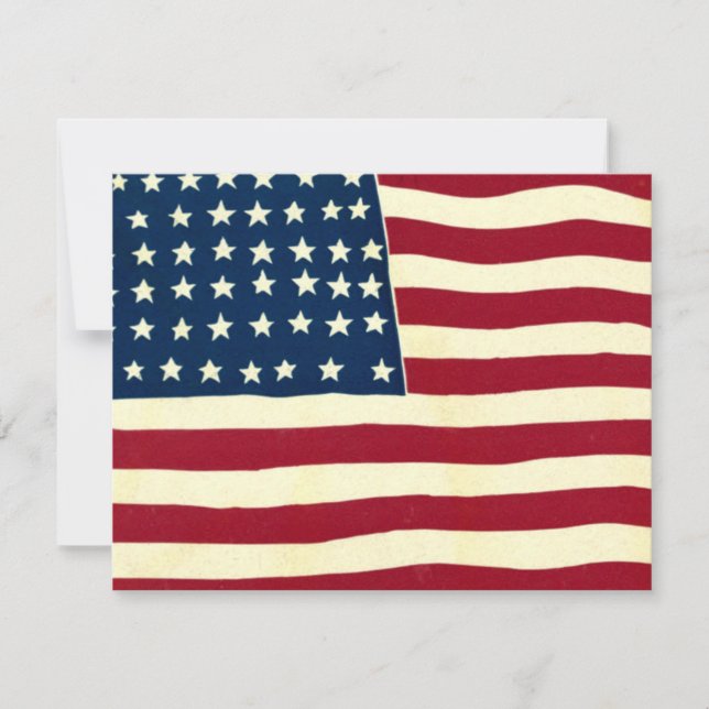 Vintage Patriotic American Flagga, partiinbjudan Inbjudningar (Framsida)