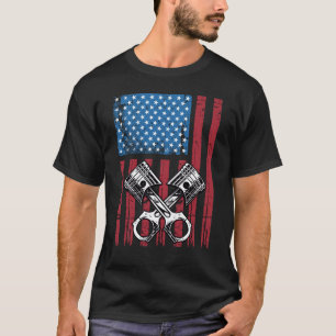 Vintage Patriotic American Flagga Piston Muscle Ca T Shirt