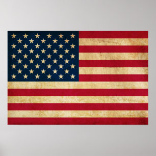 Vintage Patriotic American Flagga Poster