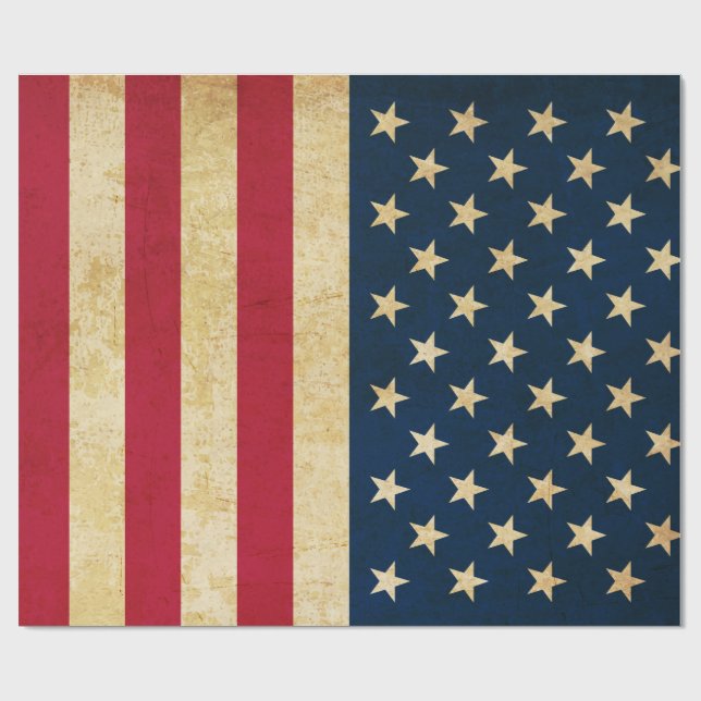Vintage Patriotic American Flagga Presentpapper (Platt)