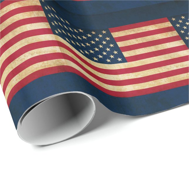 Vintage Patriotic American Flagga Presentpapper (Rullad Hörn)