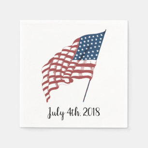 Vintage Patriotic American Flagga Wave i Vinden Pappersservett