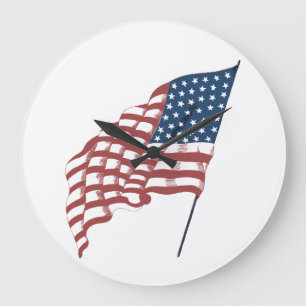 Vintage Patriotic American Flagga Wave i Vinden Stor Klocka