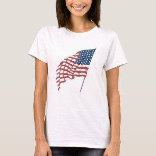 Vintage Patriotic American Flagga Wave i Vinden T Shirt