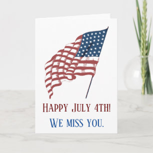 Vintage Patriotic American Flagga Wave in Vind Kort