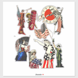 Vintage Patriotic Americana 4th of july Art Collag Klistermärken